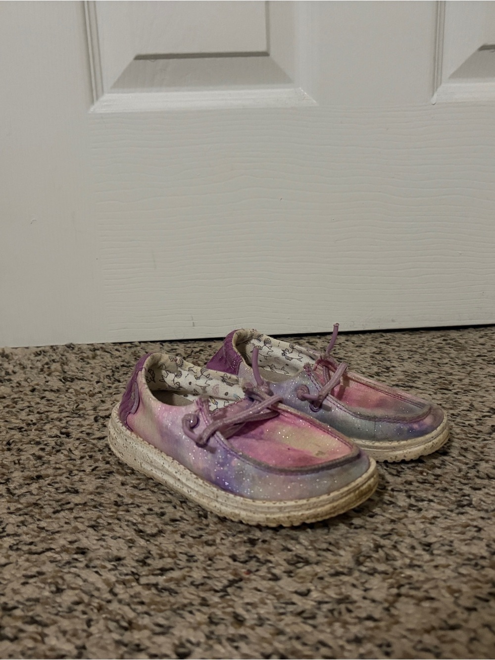 Kids' Tie-Dye Hey Dude Pink & Purple Canvas Slip-On Shoes